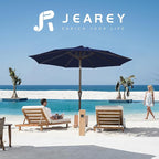 JEAREY 10FT Outdoor Patio Umbrella Outdoor Table Umbrella with Push Button Tilt and Crank, Market Umbrella 8 Sturdy Ribs UV Protection Waterproof for Pool, Garden (Dark Blue)