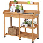 Yaheetech Potting Bench with Sink & Drawer, Outdoor Gardening Table, Wood