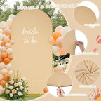 SoarDream 7.2FT Wedding Arch Cover Khaki Spandex Fitted Wedding Arch Stand Covers Fitted for Round Top Chiara Arch Cover Stretchy Backdrop for Birthday Birthday Party Balloon Decor