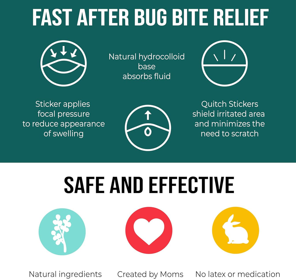 quitch Bug Bite Itch Relief Patch FSA Eligible, Summer Travel Essentials for Kids, Mosquito Bug Bite Thing Alternative, Summer Camp Essentials Itch Relief, Baby hydrocortisone Cream Alternative