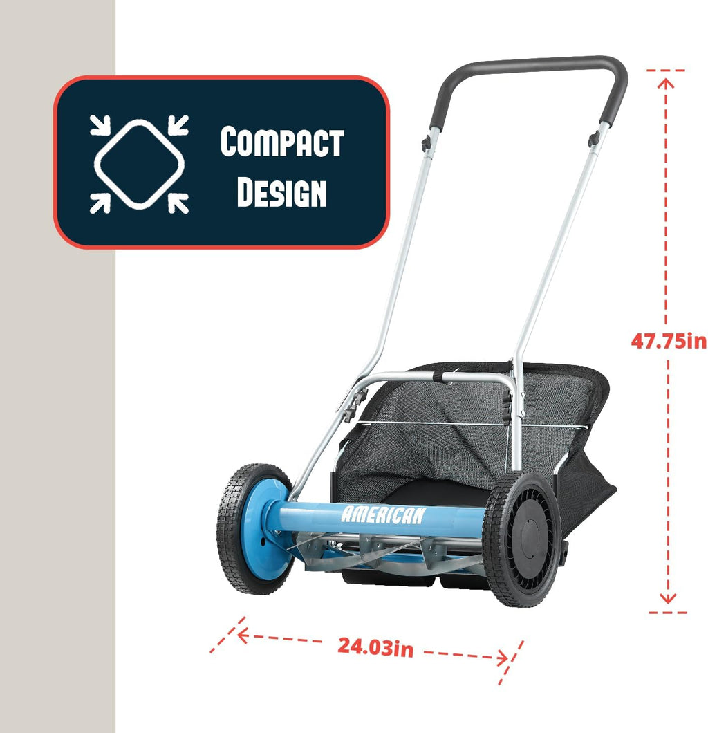 American Lawn Mower Company 1804-18 18-Inch 5-Blade Walk Behind Reel Lawn Mower with Grass Catcher
