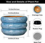 SQOWL Ceramic Plant Pot Indoor with Drainage Hole 13.5 Inch - Large Outdoor Planter Ceramic Flower Pot Modern Round Planter Decorative Plant Pot for Outdoor Porch Decor Blue