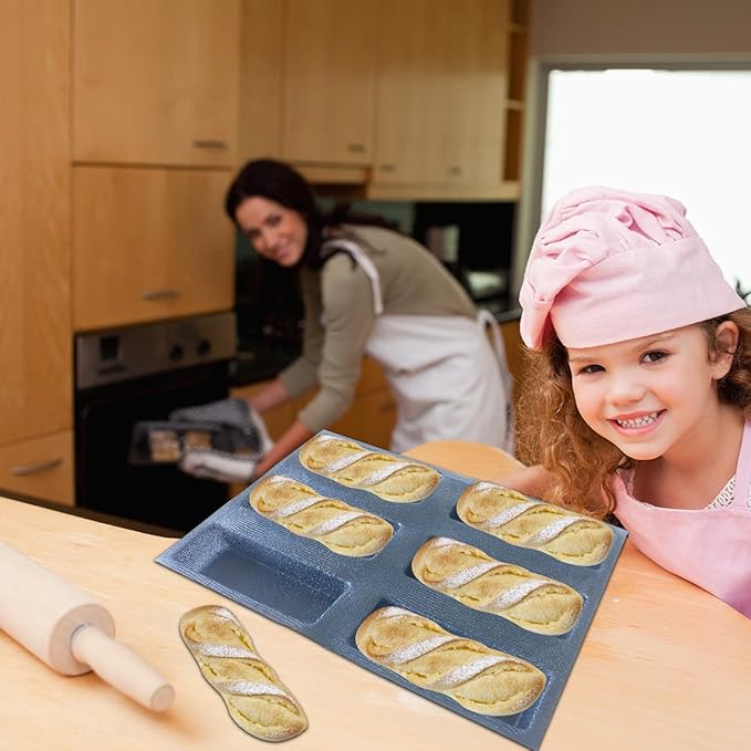 Bluedrop Silicone Bread Forms Square Shape Bread Molds Non Stick Bakery Trays Silicone Coated Fiber Glass 6 Caves Rectangle Moulds