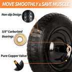 14.5" Wheelbarrow Tire, 3.50-8” Pneumatic Tire, Universal Wheelbarrow Wheel for 4.80/4.00-8”, 4.00-6”, and 2.50-8”, with 6" Centered Hub, 5/8" Axle Bore Hole, Sealed Bearings