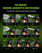 RAINPOINT Full-Metal Garden Hose Nozzle, Heavy Duty Water Hose Nozzle Sprayer With 10 Adjustable Patterns & High Flow,Thumb Control For Flow Adjustment, Ideal For Watering, Washing, Cleaning,Black