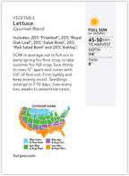 Burpee 'Gourmet Blend' Lettuce Seeds - 680mg Non-GMO Seed Packet for Home Gardening - Fast Growing Mixed Lettuce, Colorful Loose Leaf Variety, Heat Tolerant (Gourmet Blend Lettuce Seeds)