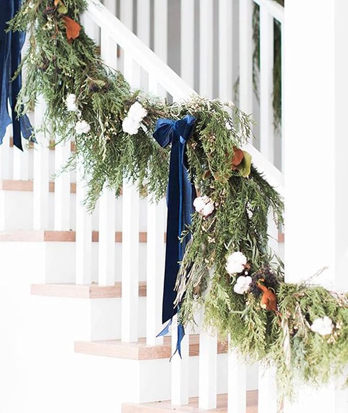 Royal Blue Velvet Ribbon 1'' 25 Yards for Christmas Tree, Gift Wrapping, Flower Bouquet, Wreath Decorations, Bow Making