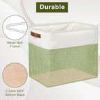 Large Fabric Storage Baskets | 50L Storage Bins, Decorative Linen Closet Baskets with Handles for Organizing, Shelf, Toys, Clothes, Home, Office, Nursery, 17x12x15Inches (Green&White)