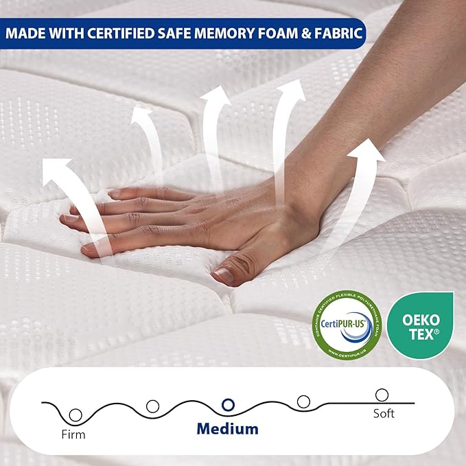 Queen Mattress 14 Inch, Hybrid Queen Size Mattresses in a Box, Gel Queen Memory Foam Mattress with Pocket Springs, Medium Firm Feel, Edge Support, Cool Sleep, Motion Isolation & Pressure Relief