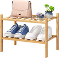 Small Shoe Rack, 2-Tier Shoe Rack for Entryway, Bamboo Wood Shoe Shelf for Closet & Hallway, Long 17.2IN | Beautiful | Functional | Sturdy | Durable