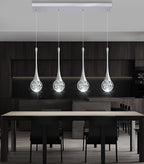 4-Lights Modern Pendant Lights for Kitchen Island LED Dimmable Crystal Glam Ceiling Pendant Lighting Chandelier for Dining Room Hallway Bedroom Silver