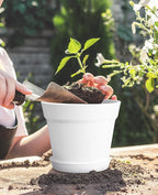 homenote Pots for Plants, 15 Pack 6 Inch Plastic Planters with Multiple Drainage Holes and Trays,Plant Pots for All Home Garden Flowers Succulents (White)