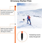 Driveway Markers Snow Stakes 48 inch Orange Plow Stakes Reflective Fiberglass, Pack of 100 for Parking Lots, Walkways
