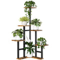 Yzosvki Corner Plant Stand Indoor, 6 Tiered Corner Plant Shelf Flower Stand for Multiple Plants, Plant Shelves Organizer Rack for Living Room, Balcony, Patio, Garden, Square Rustic Brown
