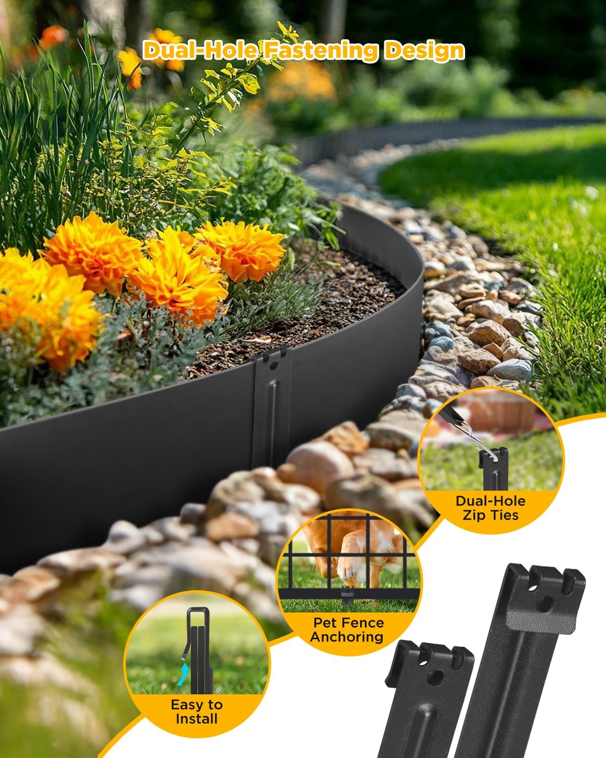 Landscape Edging Metal Stakes, 10 Inch Heavy Duty Garden Stakes, 2mm Thickened High Carbon Steel Landscaping Anchoring Spikes for Edging Coil, Outdoor Tent and Terrace Board (10 Pcs)