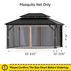 Covered Outdoor Gazebo Mosquito Netting Replacement Universal 4-Panel Sidewalls 12' x 16', Outdoor Gazebo Mosquito Nettings with Double Zipper, Replacement for Patio Canopy, Garden (Mosquito Net Only)