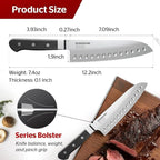 Sunhouse Santoku Knife 7 inch,AUS-8 Stainless Steel – Superior 59HRC Hardness, Full Tang, Ergonomic Handle, Perfect Gifts for Mom or Dad,Premium Gifts