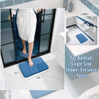 Yimobra Memory Foam Bath Mat, Super Soft Absorbent Bathroom Rug Non Slip 24x17 Inch, Quick Dry, Machine Washable Floor Carpet for Tub Shower, Home Decor Accessories, Blue