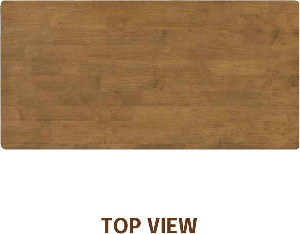 NTC Flow Modern Wooden Rectangle Desk Table with Hidden Drawer – Waterproof & Heat Resistant - Teak Look