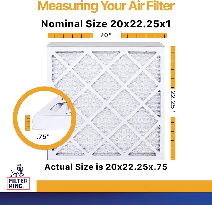Filter King 20x22.25x1 Air Filter | 4-PACK | MERV 13 HVAC Pleated A/C Furnace Filters | MADE IN USA | Actual Size: 20 x 22.25 x .75"