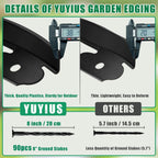 Landscape Edging - 2” x 80’ Garden Edging Border with 90 Stakes, 0.15" Thick No Dig Lawn Edging for Landscaping for Garden Bed, Yard, Flower Bed Border Edging with Connector for Outdoor