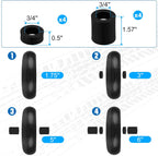 4.00-6 Flat Free Wheelbarrow Tires and Wheels, 13 Inch Wheelbarrow Tires with 5/8" or 3/4" Bearings, 1.75'' Centered Hub Hand Truck Solid Wheels Replacement for Hand Trucks, Dolly Trolleies, 2 PCS