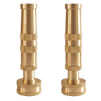 Hourleey Adjustable Twist Hose Nozzle, 4" Heavy-Duty Brass Hose Nozzle with 10 Garden Hose Rubber Washers, 2 Pack