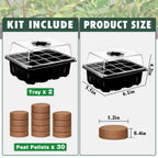 ZeeDix 2 Set Seed Starter Tray Kits with 30 Pack Coco Coir Pellets
