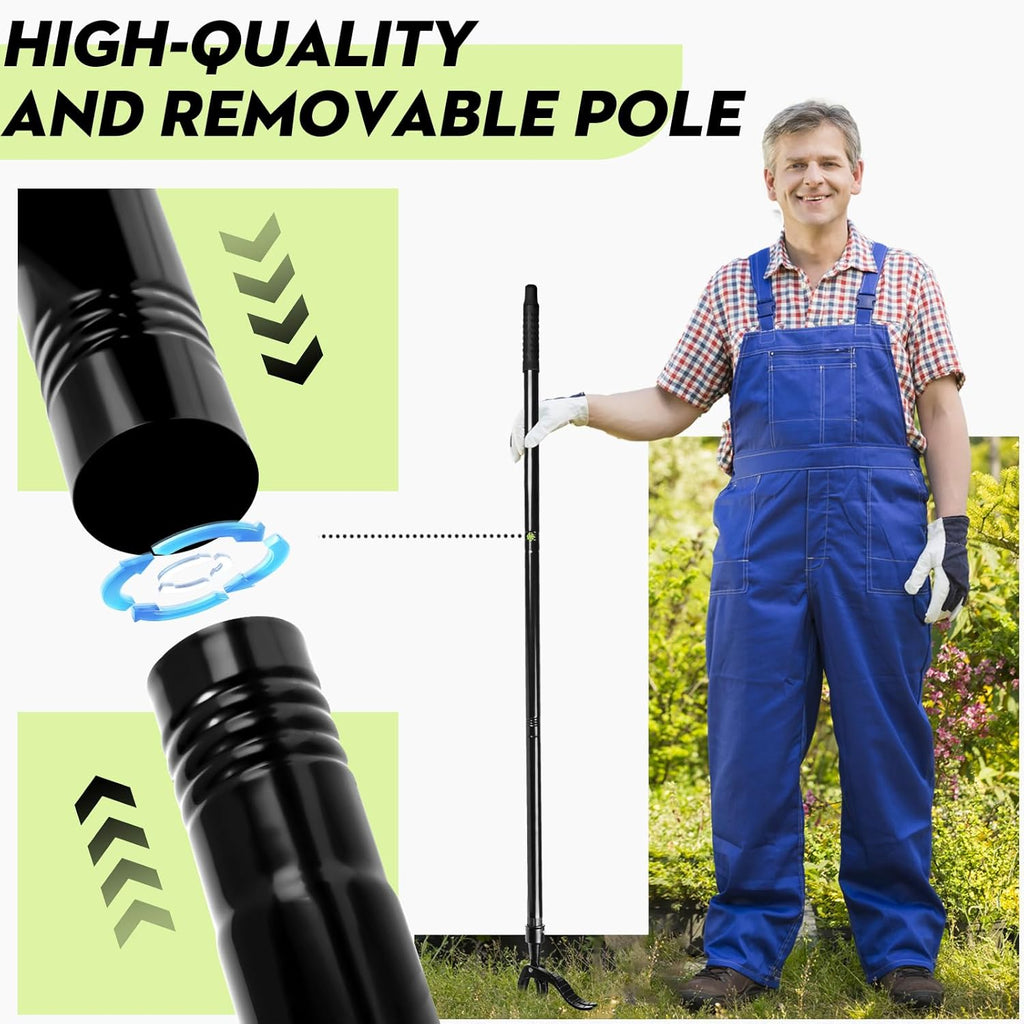 Manual Weed Puller Tool - Reinforced 4-Claw Steel Head - Updated Version Efficient Weed Remover with Long Handle for Garden Weeding - Unbreakable Weeds Effortlessly Without Kneeling