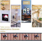 4th of July Table Runner, Patriotic Independence Day American Stars Stripes Flag Print Table Runner for Farmhouse Kitchen Dining Holiday Birthday Party, 13x90inch