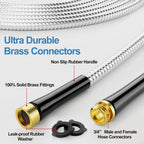SPECILITE 25 FT Garden Hose, 304 Stainless Steel Metal Heavy Duty Flexible Water Pipe, Kink Free, Durable, Lightweight for Yard, Outdoor with Rubber Grip