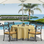 Outdoor Tablecloth Wrinkle-Free Stain Resistant Waterproof Polyester Fabric Table Cover with Zipper Umbrella Hole for Picnic/Party/Dinner/Patio Garden(60inch Round,Zippered,Yellow)