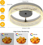 Jaycomey LED Flush Mount Ceiling Light Fixture, 11.6'' Round Modern Brushed Nickel Ceiling Lamp with Bubble Lampshade, 20W Dimmable Low Profile Kitchen Lighting Lamp for Bedroom Hallway Dining Room
