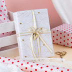 Flyhill Red Polka Dot Wrapping Paper,Reversible Pink Gold Elegant Bow & Heart Gift Wrap Suitable for Birthday,Girls,Baby Shower,Wedding (17 Inch X 32.8 Feet)