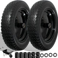 Wheelbarrow Tire 4.80/4.00-8 Flat Free Solid Tire Wheel 14.5 Inch, Replacement Heavy Duty Wheel, with 5.8" and 3.4" Bearings 3" Center Hub, fits Garden Cart, Dolly, Hand Truck, Trailer, Wagon, 2 Pcs