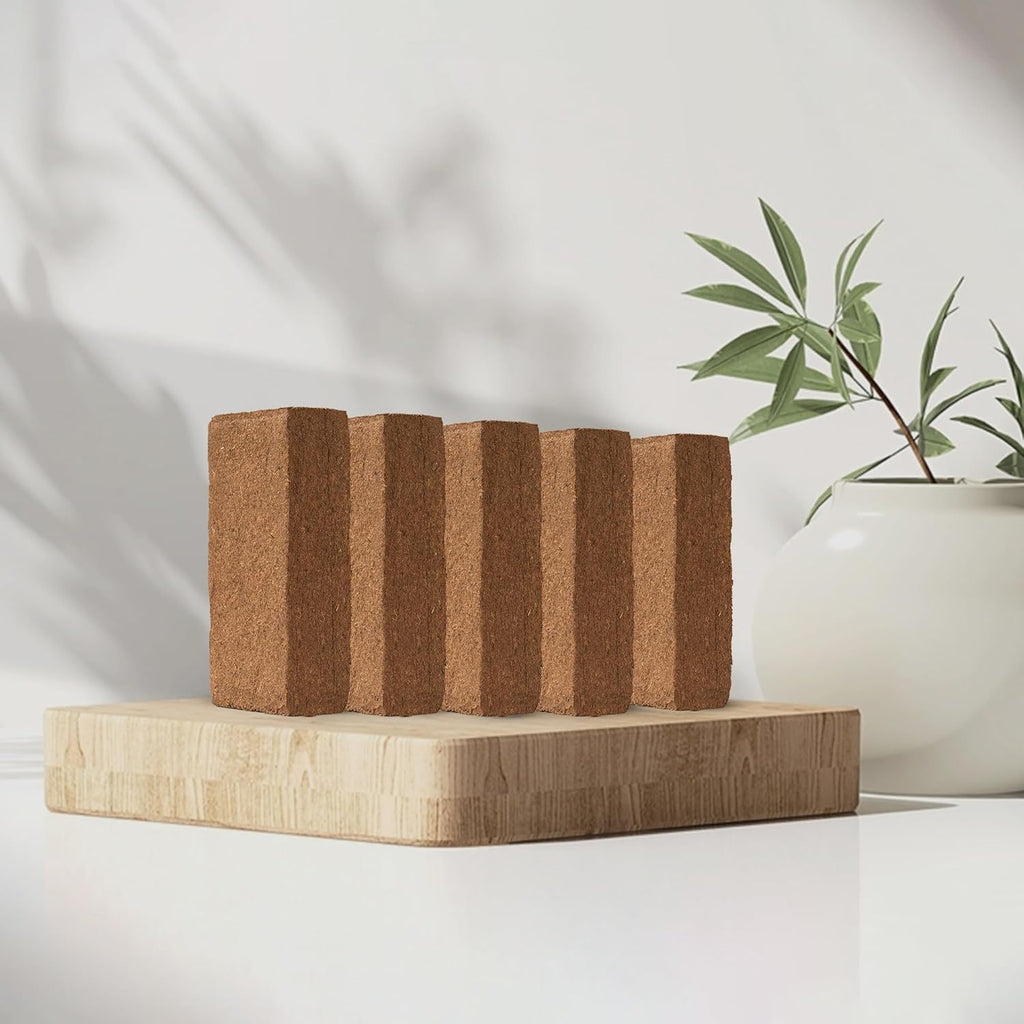 Coco Coir Bricks - Pack of 5, 1.4LBS Each (Total 7LBS)| Organic Solution for Sustainable Gardening! |OMRI Listed | Renewable Soil Made of Coconut | PH (Neutral) | Low EC