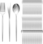 SUT 600PCS Heavy Duty Disposable Silverware - Includes 200 Knives, Forks and Spoons - Silver Plastic Utensils Set for Party/Wedding