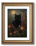 VIYYIEA Vintage Gold Framed Wall Art for Living Room, Black Cat Artwork Prints Decor, Gothic Magicalism Wall Decor, Gallery Picture Painting, for Bedroom Bathroom Kitchen 16L x 13W
