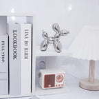 Creative Balloon Dog Statues Small Ceramic Animal Sculpture Modern Home Decor Living Room Desktop Decorations Bedroom Office Cabinet Ornament (Silver)