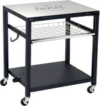 NUUK Double-Shelf Movable Outdoor Pizza Oven Table, 24" x 30" Stainless Steel Commercial Multifunctional Food Prep Worktable with Drawer on Wheels