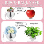 8 PCS Silver Disco Ball Vase,Glass Disco Ball Planter Candle Holder Vase Bulk Mirror Disco Ball Flower Vase for Wedding Centerpieces,Birthday,Office,Bedroom