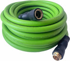 Garden Hose 5/8 in x 15 ft, Hybrid, No Kink, Heavy Duty, Lightweight, Flexible, Male Female Fittings, Handle & 3/4" GHT Solid Brass, 200 PSI (15FT, Green Black)