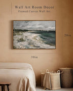 InSimSea Framed Canvas Wall Art, Large Coastal Seaside Painting Prints, Modern Farmhouse Rustic Wall Decor for Living Room Bedroom, French Country Decor, 20"x30"