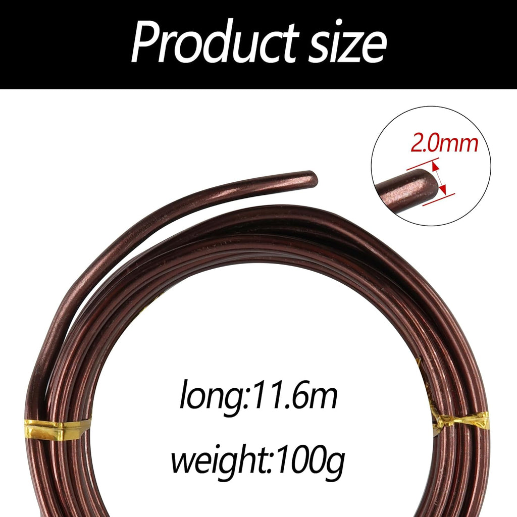 2 Rolls 2mm Bonsai Training Wire, Aluminum Training Wire for Holding Bonsai Branches Small Trunks, Brown