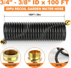 GASHER 100FT x 3/8" Coil Garden Hose, Expandable Garden Hose with 3/4" Brass Connector, Watering Hose Includes 8 Patterns Spray Nozzle for Outdoors Lawn Watering Car Washing