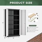 Greenvelly Metal Garage Storage Cabinet with Doors and Adjustable Shelves,72" Steel Lockable File Cabinet for Home Office,Garage,School(Black Grey,36" W x 18" D)