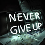 Never Give Up Neon Sign for Wall Decor,Inspire Slogan for Study Room Decoration,Wall Art Lighting As Gifts for Kids or Friends.
