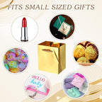Sherr 100 Pack Mini Gift Bags Bulk, 4 x 2.75 x 4.5 Inches Paper Bags with Tags, Extra Small Paper Gift Boxes with Handles for Birthday, Party Favors, Weddings, Small Business(Gold)