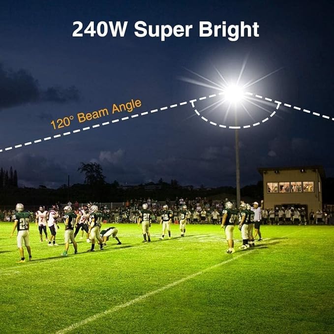2 Pack 240W LED Flood Lights,100-277V IP65 Waterproof 5000K Daylight 1700 watt Equivalent 36500LM Super Bright Outdoor LED Arena Lights Commercial Lighting for Stadium,Backyard, Parking lot etc