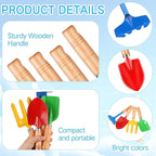 8" Kids Gardening Tools, Metal Beach Sandbox Digging Toys with Wooden Handle, Including Shovel, Rake, Fork and Trowel, Garden Sand Snow Tools for Children Gift Outdoor Gardening(24 Pcs)